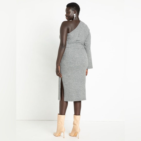NWT Eloquii one shoulder sweater dress in heather gray - Picture 3 of 11